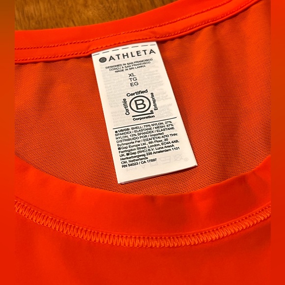 ATHLETA Ultimate Muscle Training Tank size XL Bright Orange Red NEW - Picture 6 of 6